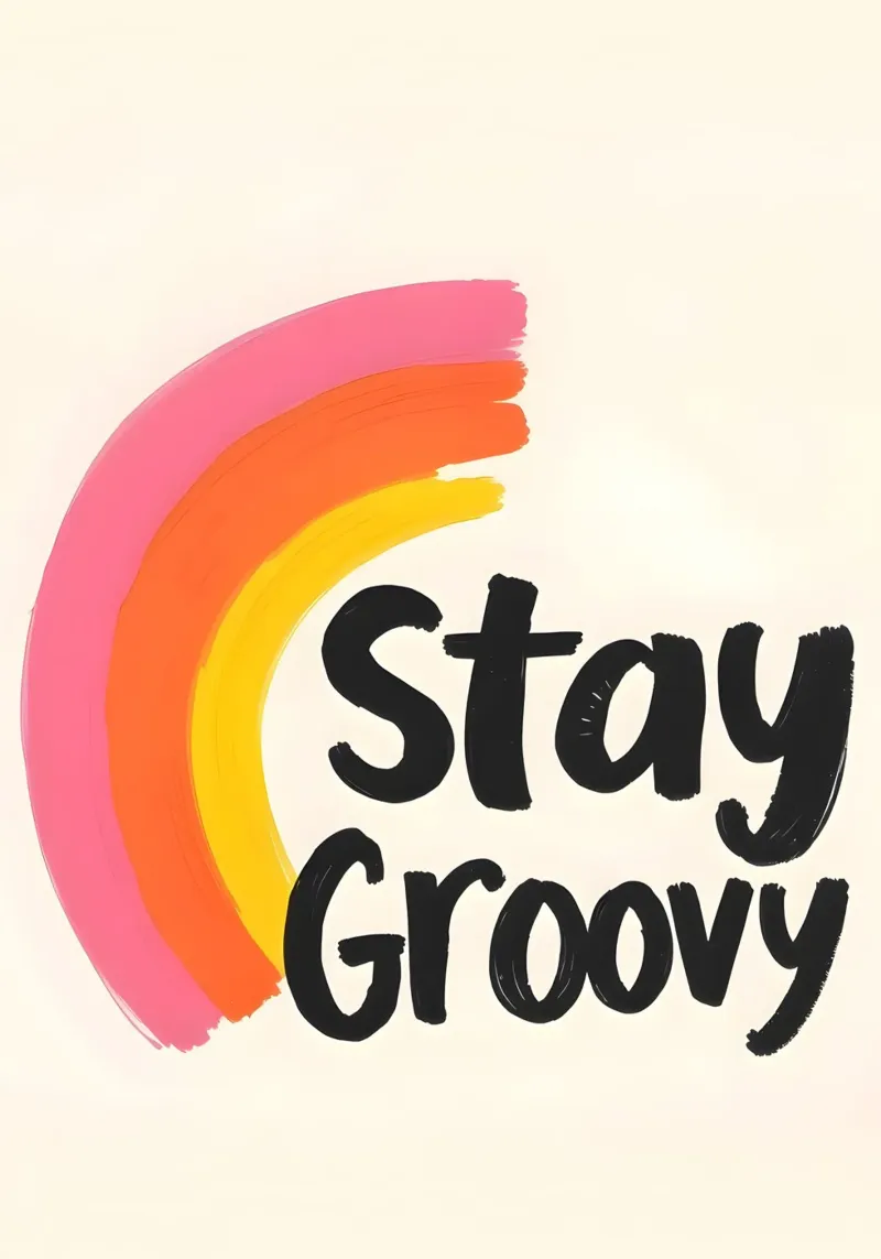 Stay Groovy - Design arcobaleno di ispirazione retrò alluminio dibond da QuooodZ by MooodzArt