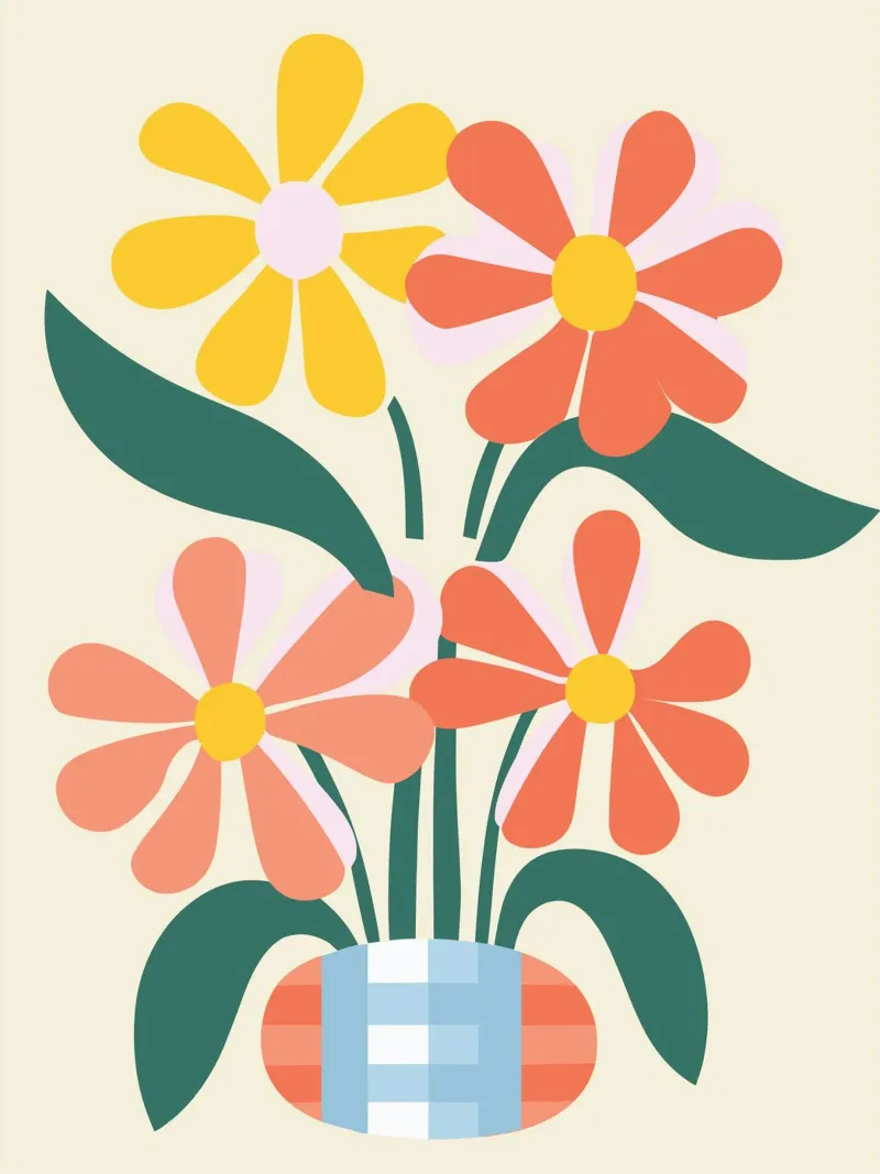 Illustrazione di un fiore allegro alluminio dibond da Whole©