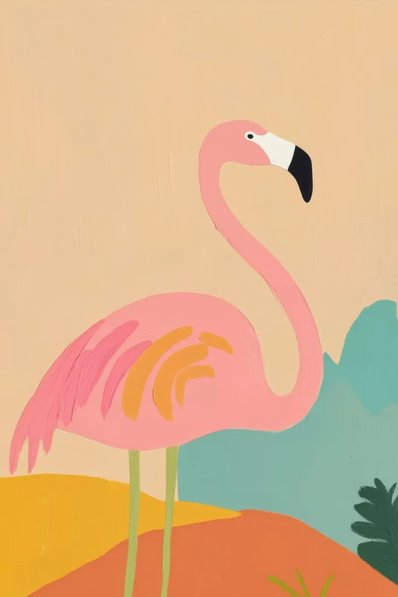 Retro Flamingo Kunst Hahnemühle von Melloi Art Print