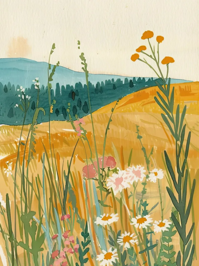 Campi dorati di fiori selvatici carta hahnemühle da DaarbyN