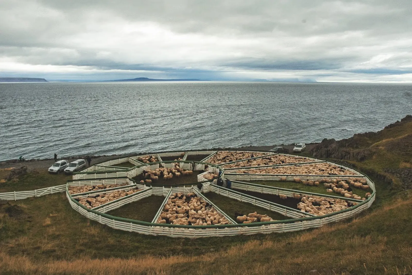 Circular Sheepfold at Hamarsrétt Hvammstangi, Iceland poster with wooden frame by Ben & Clo creations