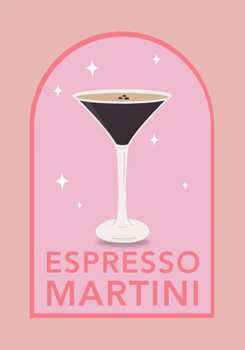 Espresso Martini Cocktail Print, Cute Art Print pellicola backlit da pdigitalprints