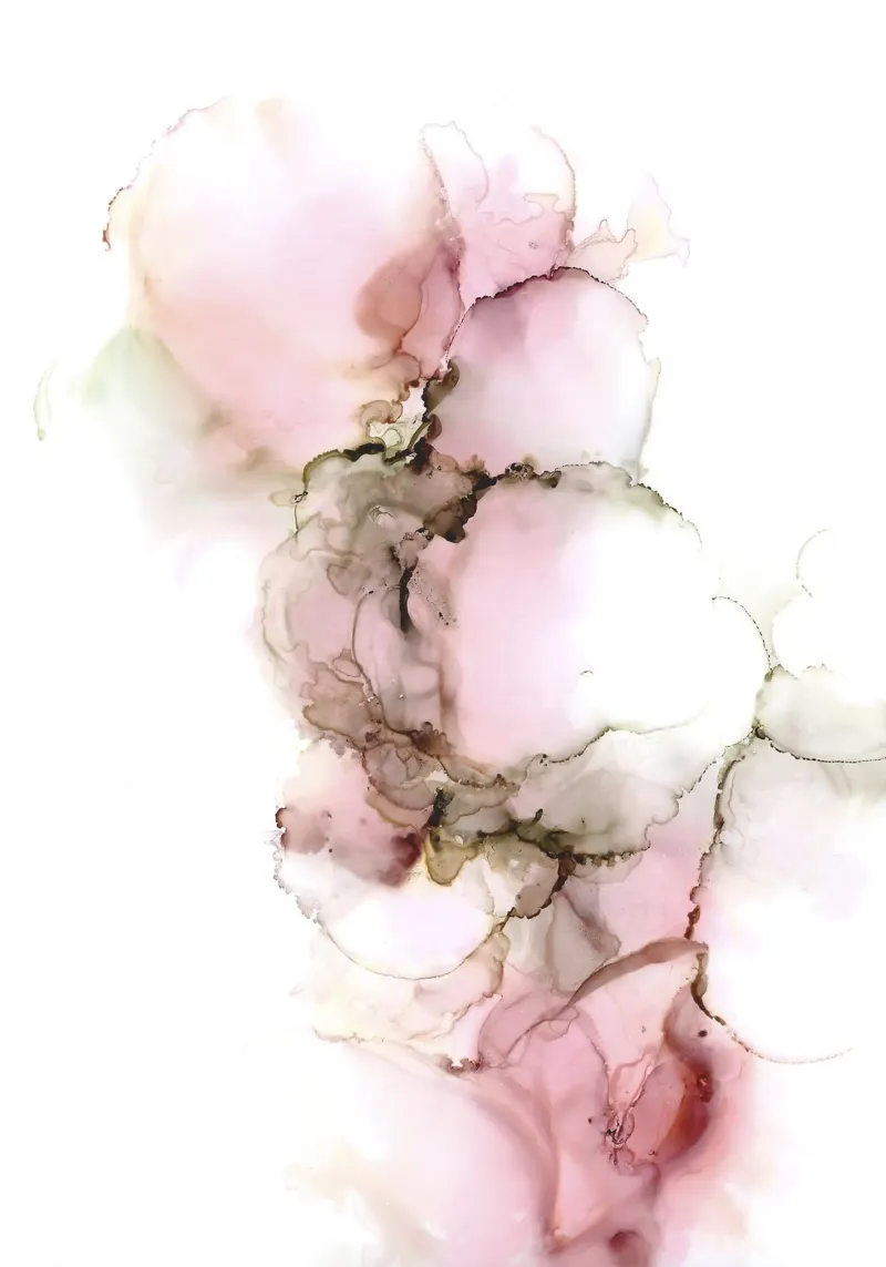 Manchas abstractas de tinta fluida rosa hahnemühle de Susana Miranda ilustracion