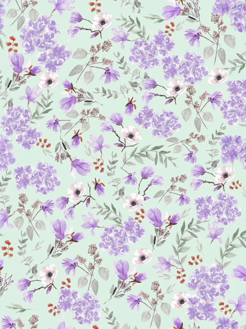 Romantic Pattern Green and Lavender pellicola backlit da anisillustration
