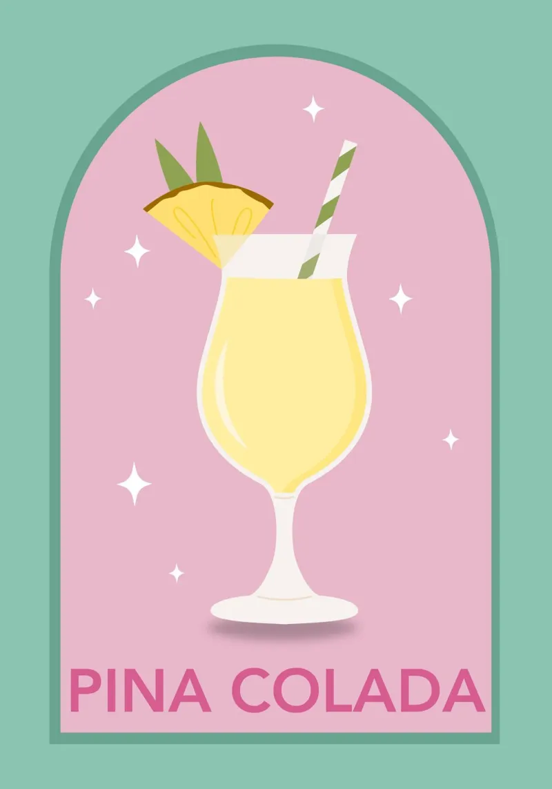 Piña Colada Cocktail Print, Keuken Kunst canvas met Baklijst van pdigitalprints