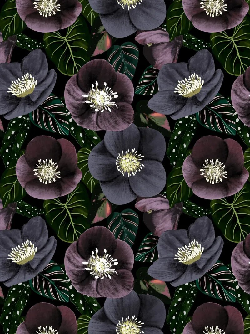 Dark Flowers Pattern pellicola backlit da anisillustration