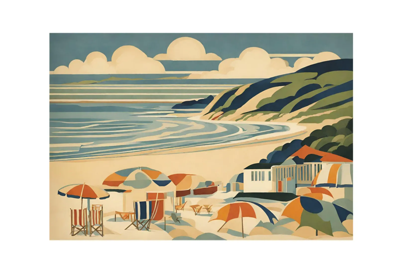 La plage 1 poster with plastic frame by Rezh creations