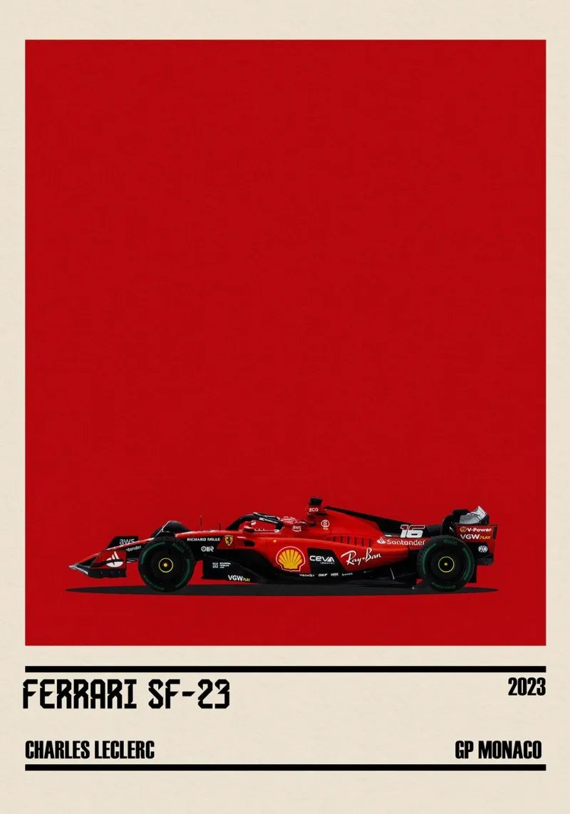 Ferrari SF-23 Scuderia Ferrari F1 6° GP Monaco 2023 Charles carta hahnemühle da TheArtstudio
