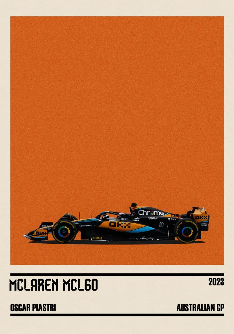 McLaren MCL60 Mercedes F1 8° Australian GP Melbourne 2023 Os poster with plastic frame by TheArtstudio
