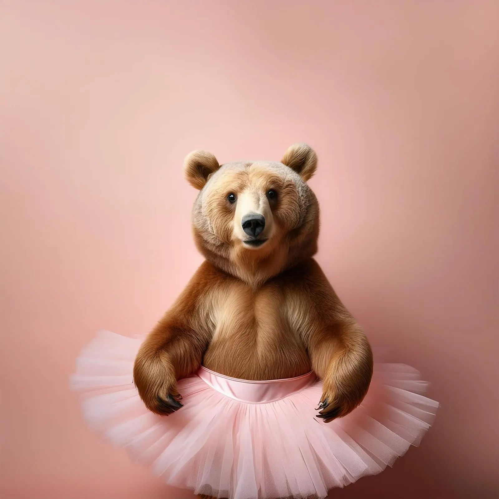 Elegant Bear in Pink Tutu - Quirky Art for Animal Lovers canvas with Floater frame by FlexiDesignsByK