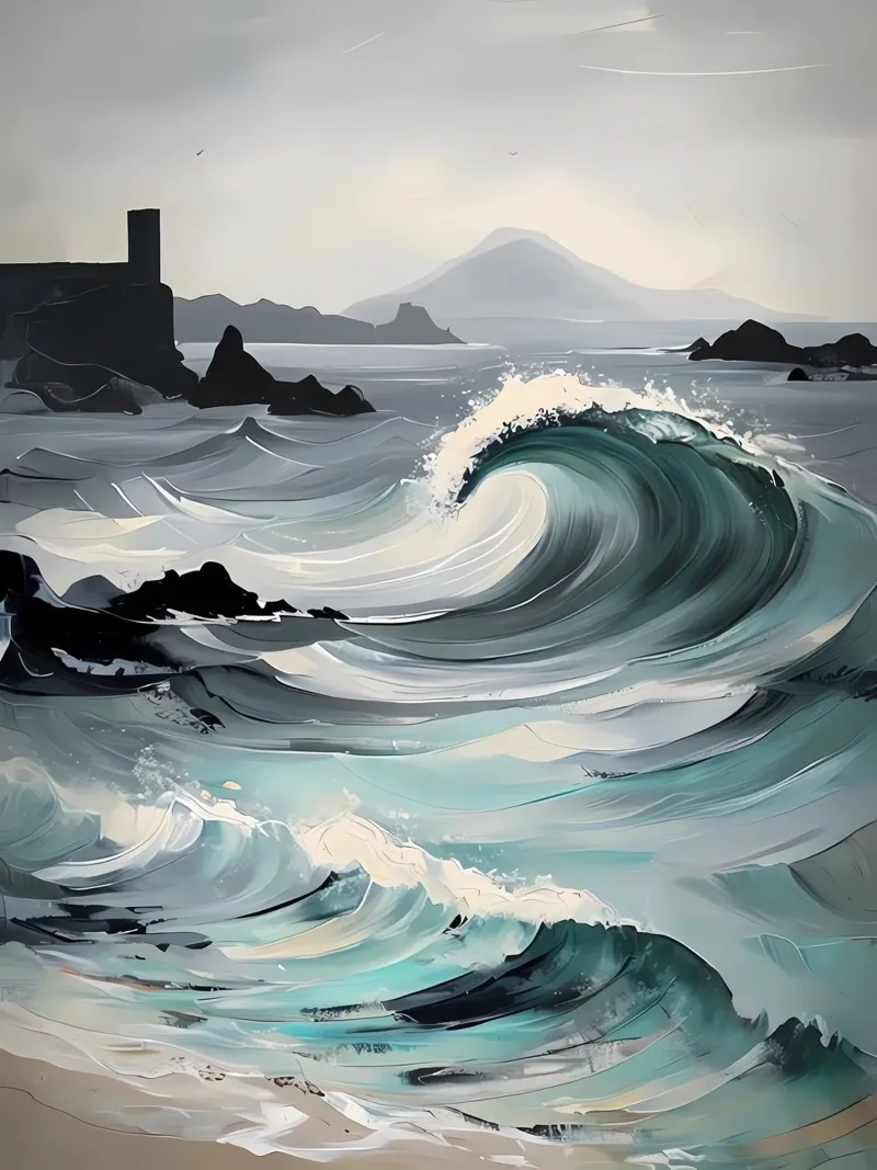 Coastal Surge poster with wooden frame by Artistic-shop