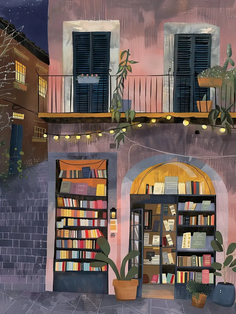 Serata in libreria poster con telaio in legno da DaarbyN