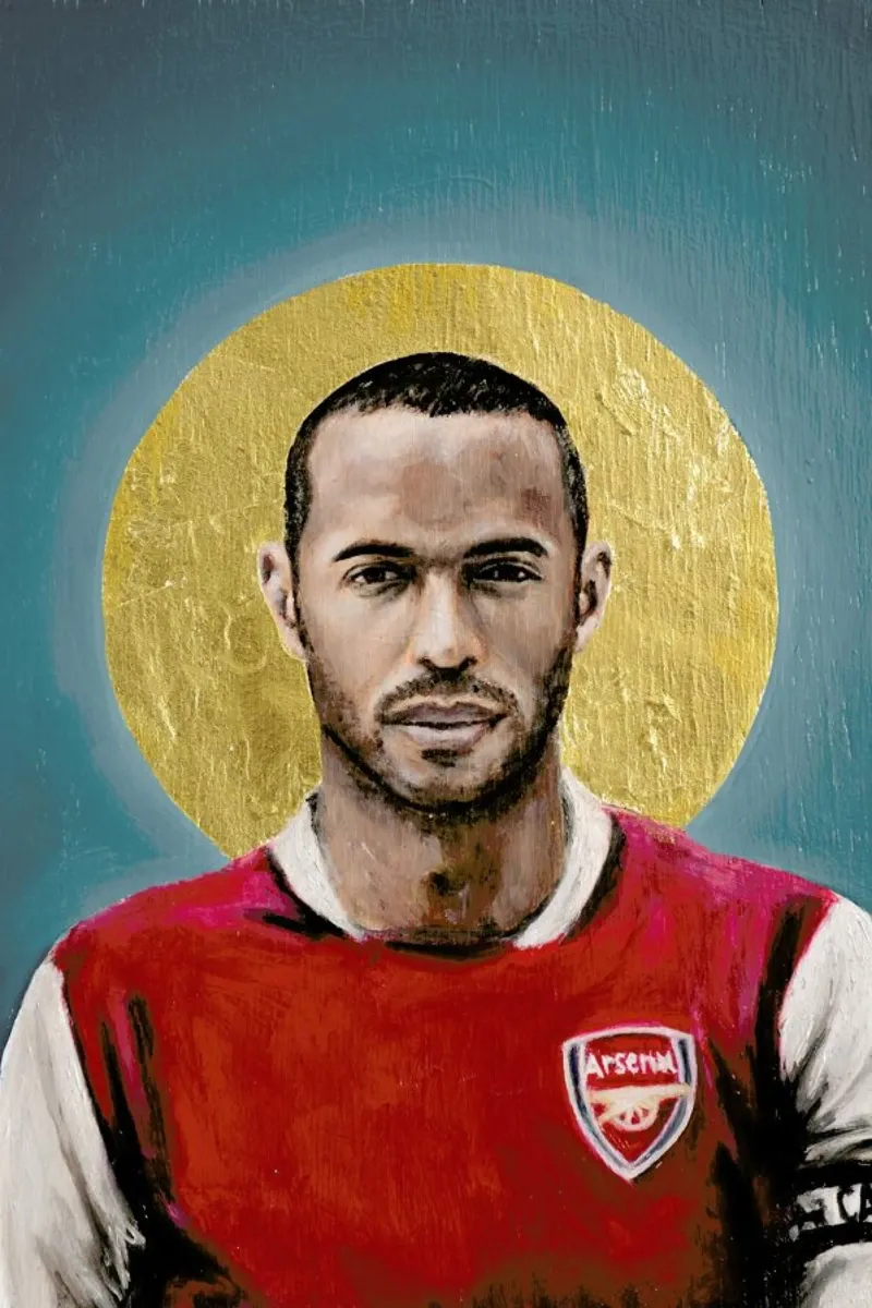 Football Icon - Thierry Henry poster with wooden frame by David Diehl