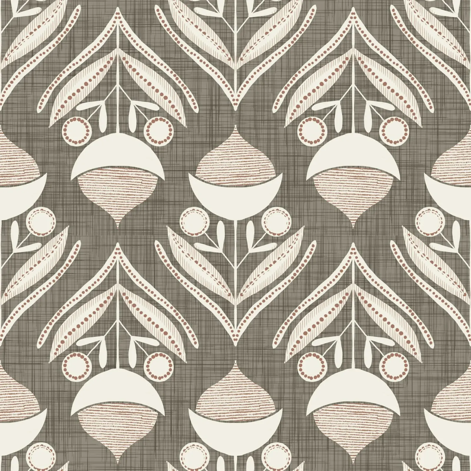 Folk Flower Laurel Oak PANTONE 17-0610 - Mid Century Modern hahnemühle by susanacosta