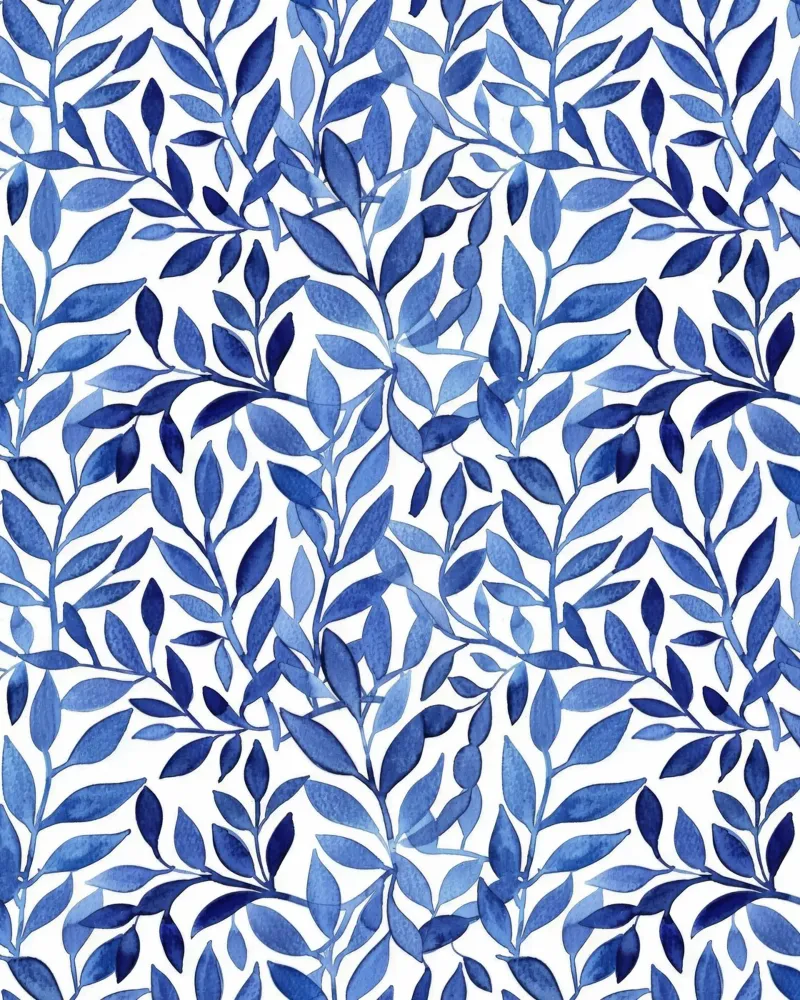 Boho Vintage Botanical Foglie blu indaco Piante astratte poster con telaio in alluminio da Gentle Echoes Art