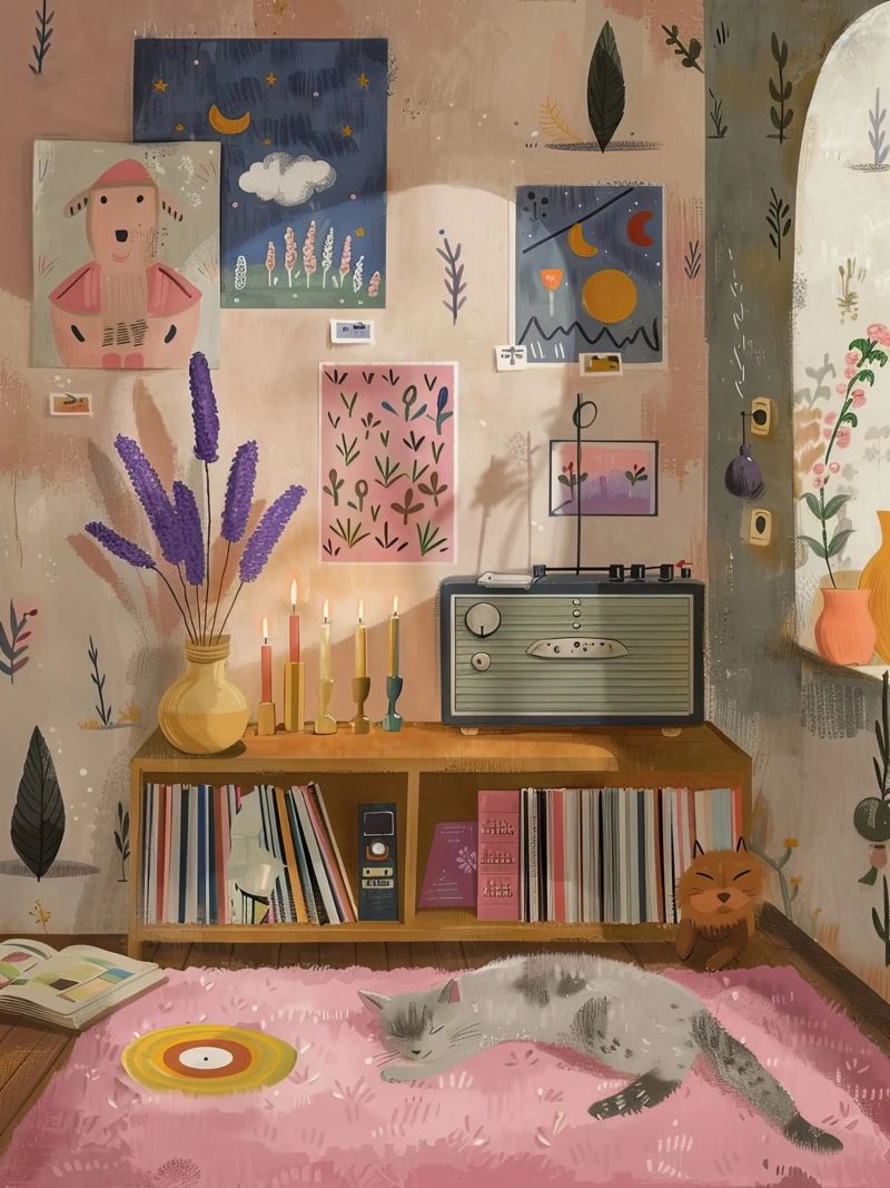 Artistic Retreat with a Cat poster by DaarbyN