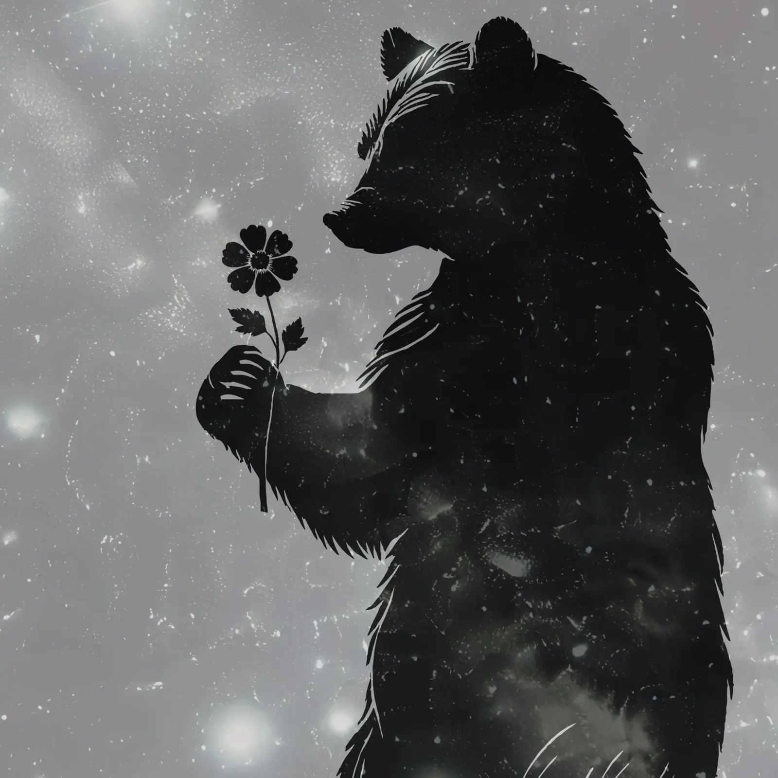 Sagoma di un orso con un fiore pellicola backlit da namosh