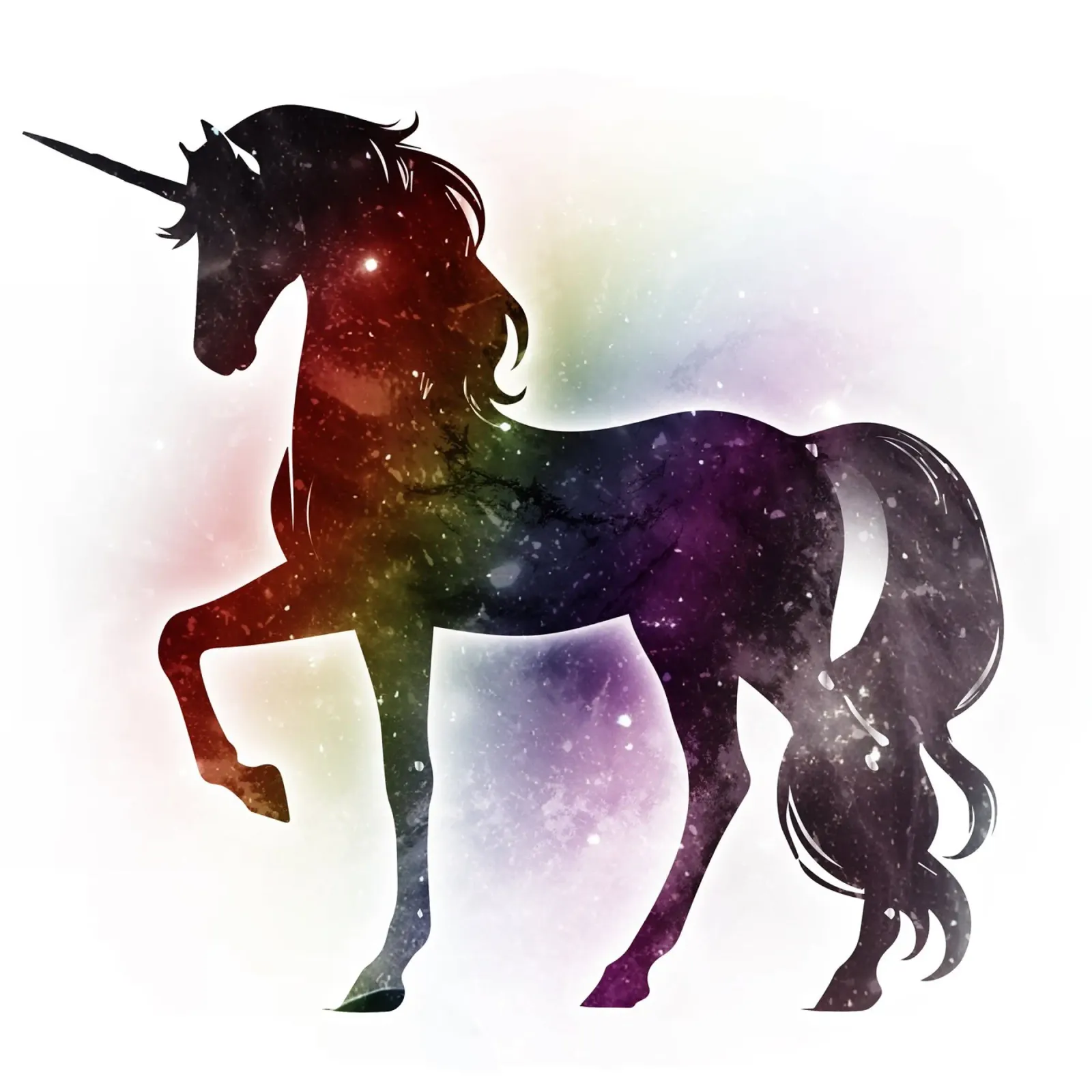 Silhouette of a unicorn and soft rainbow colours canvas by namosh