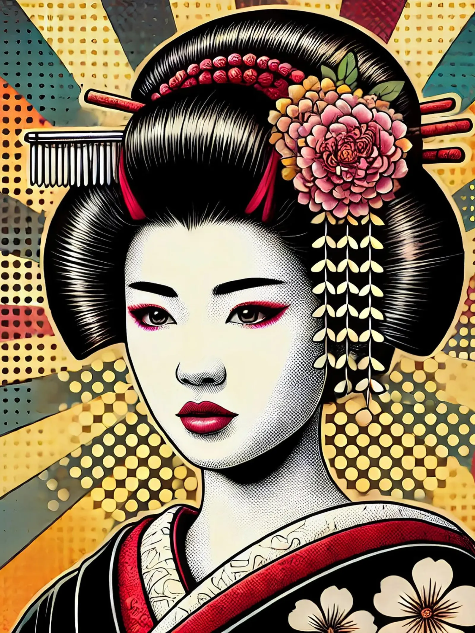 Geisha pop art pellicola backlit da Digital Naive