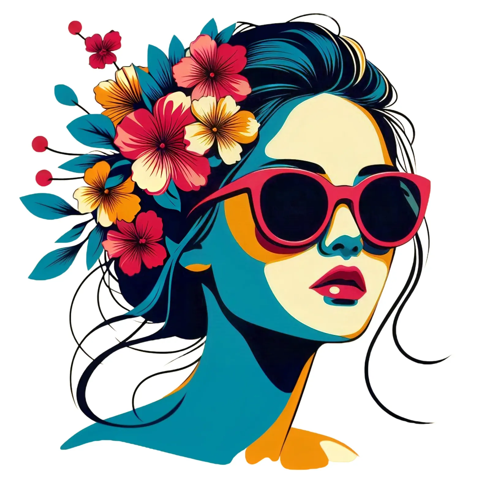 Summer Girl poster with wooden frame by Digital Naive