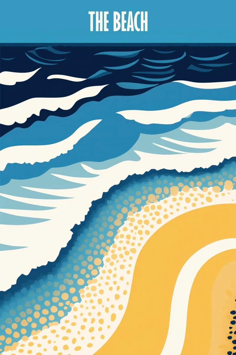 The Beach | Poster di viaggio vintage con un tocco moderno poster da Autofocus