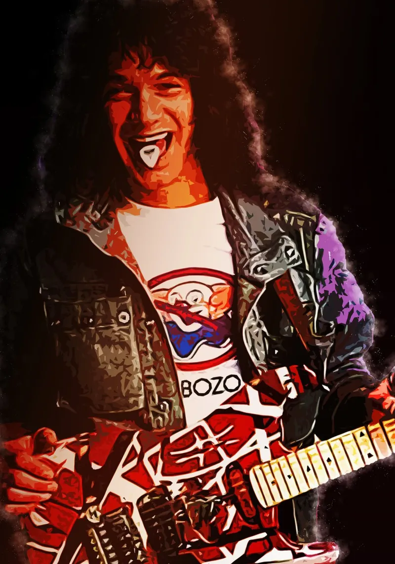 Arte di Eddie Van Halen pellicola backlit da neonartroom