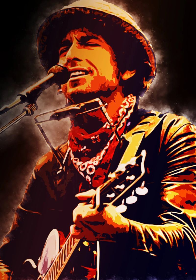 Kunst van Bob Dylan poster van neonartroom