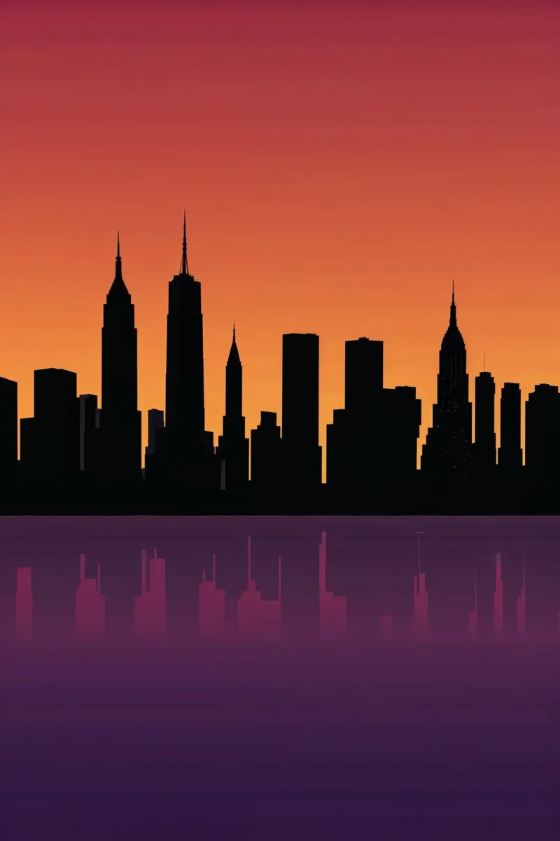 New York’s Skyline: Reflections at Sunset carta hahnemühle da AlbertKlee