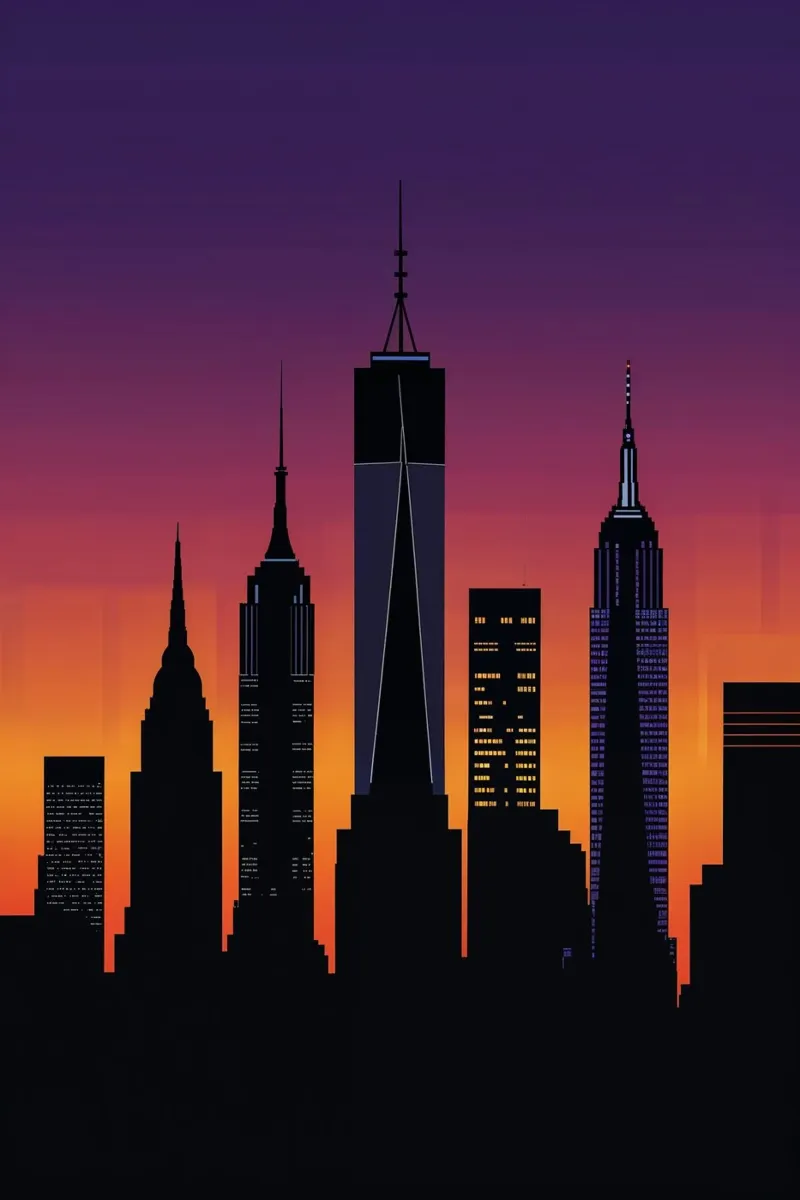 New York Silhouette: Sunset Elegance canvas by AlbertKlee