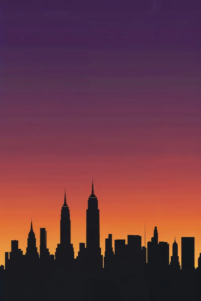 Sunset Horizon: New York Silhouette carta hahnemühle da AlbertKlee