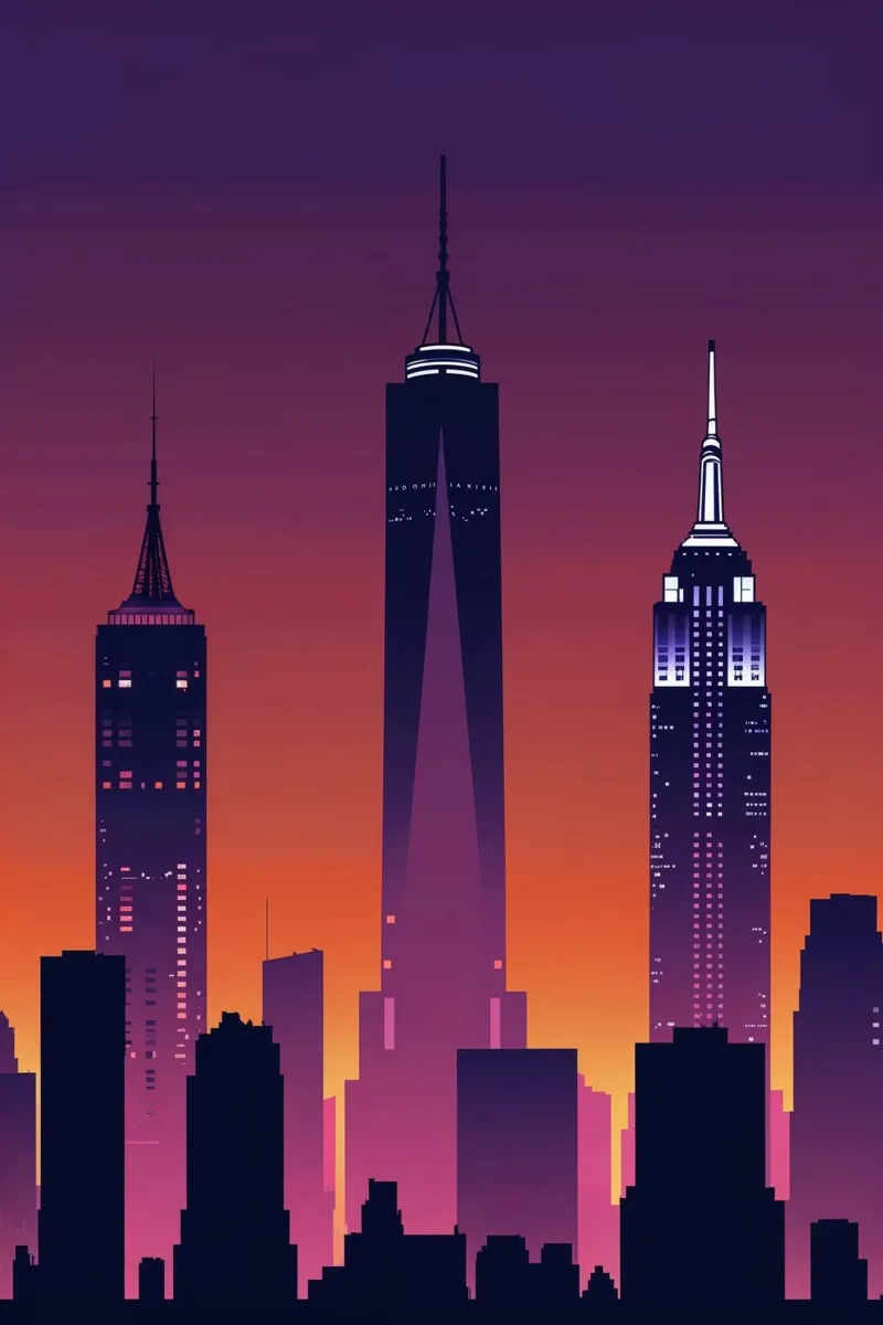 Silhouette of New York’s Nightfall Glow carta hahnemühle da AlbertKlee