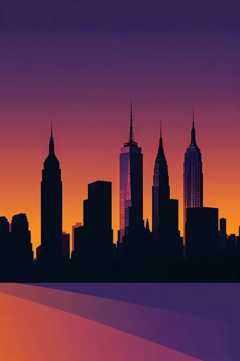 Minimalist NYC Skyline in Vibrant Twilight plexiglass da AlbertKlee