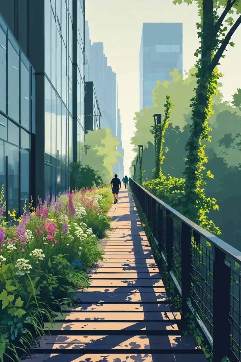 The High Line: A Garden Above the City poster con telaio in alluminio da AlbertKlee