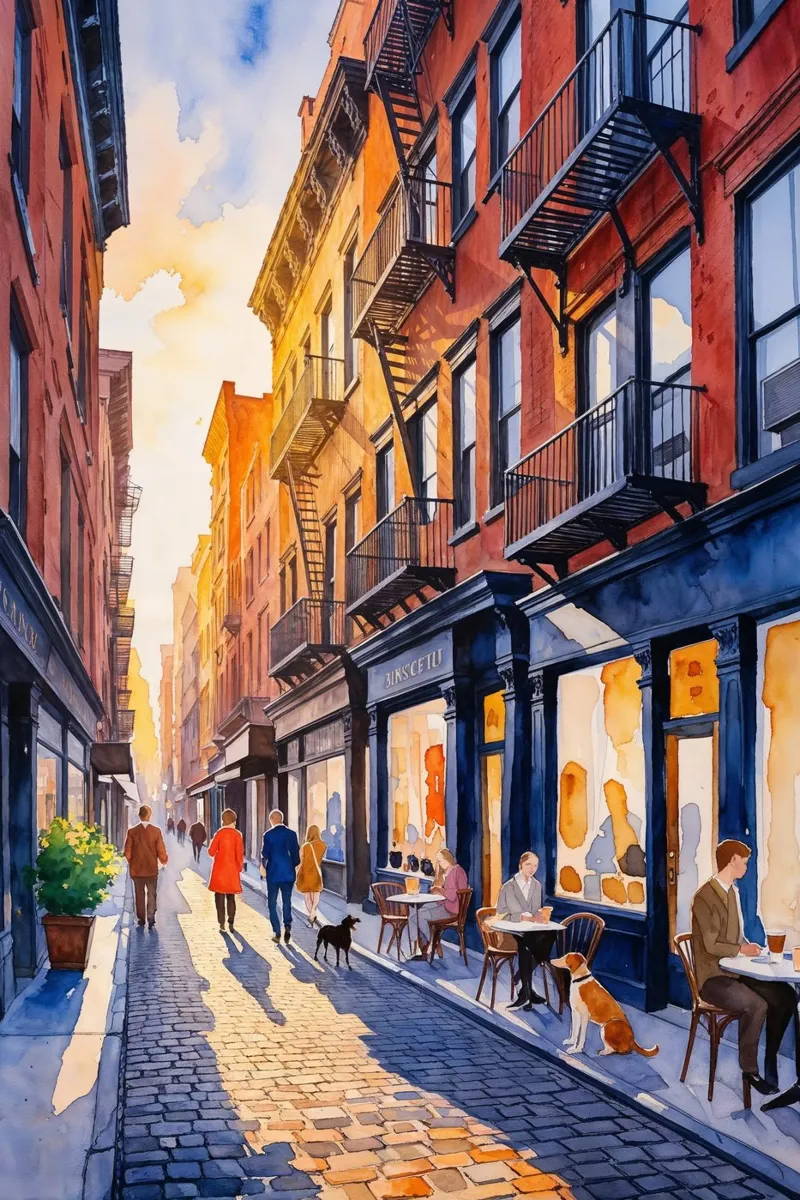 Evening Walk on a Vibrant Street tela con Cornice a cassetta da AlbertKlee