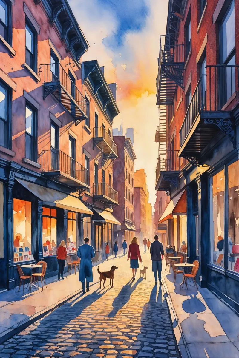 Warm Evening Stroll in the City carta hahnemühle da AlbertKlee
