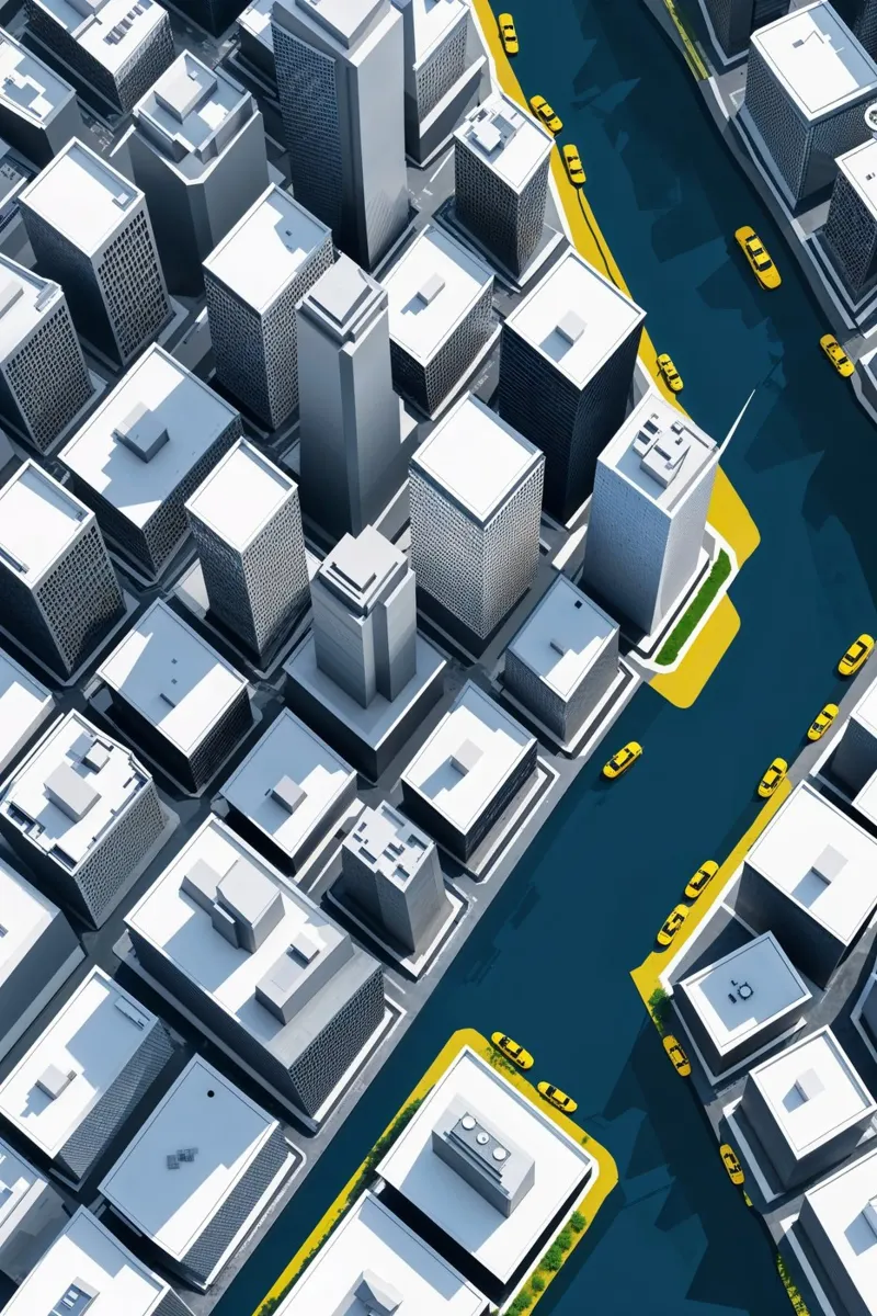 Aerial Harmony: Cityscapes and Green Intersections alluminio dibond da AlbertKlee