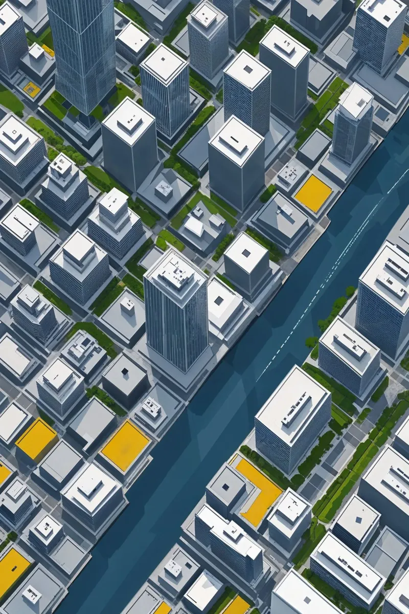 Urban Precision: Aerial View of a Modern Cityscape alluminio dibond da AlbertKlee