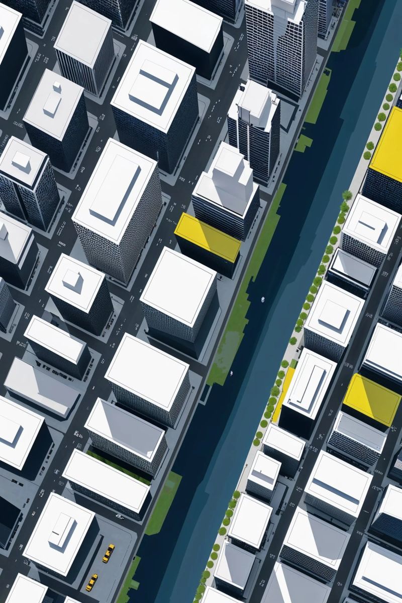 Elevated Design: Urban Greenway Perspective Poster von AlbertKlee