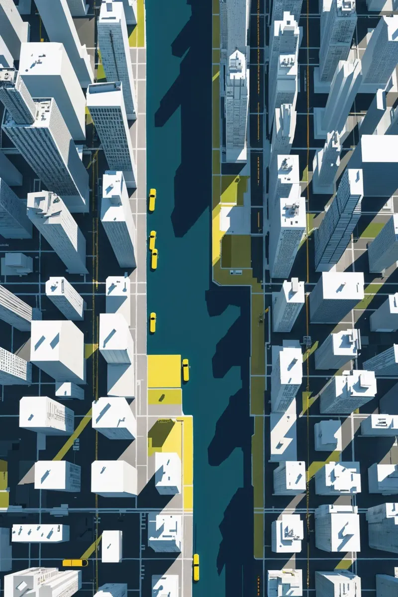 Geometric Skyline and Waterways alluminio dibond da AlbertKlee