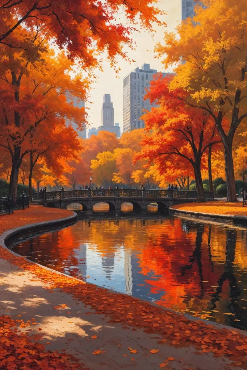 Central Park in Autumn Serenity hahnemühle de AlbertKlee