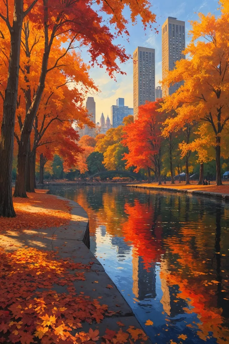 Central Park’s Fall Reflections hahnemühle de AlbertKlee