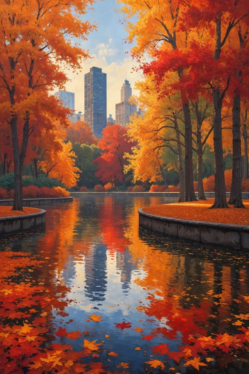 Central Park’s Autumnal Symphony Hahnemühle von AlbertKlee