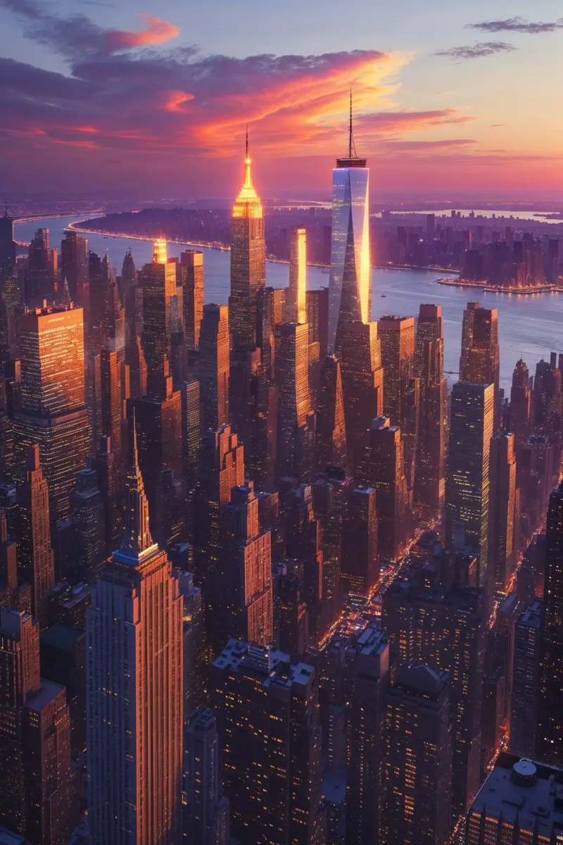 Manhattan Skies at Sunset carta hahnemühle da AlbertKlee