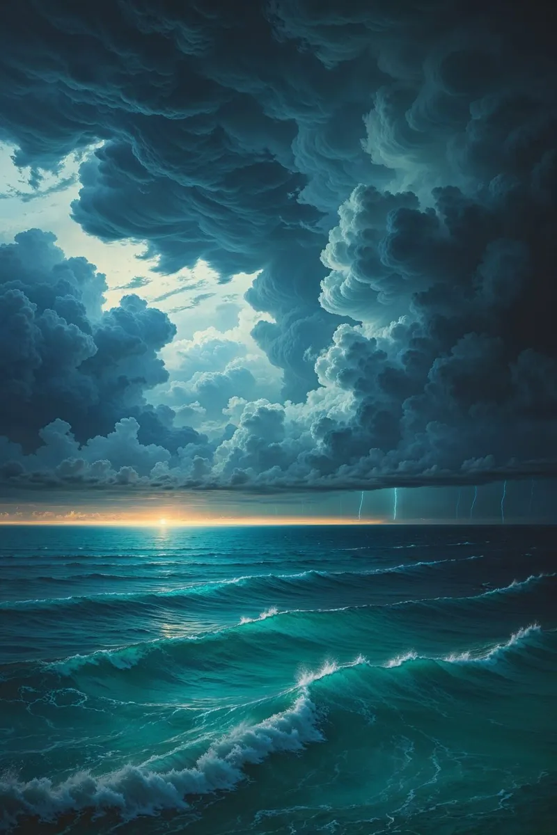 Majestic Thunderstorm Over the Ocean alluminio dibond da AlbertKlee
