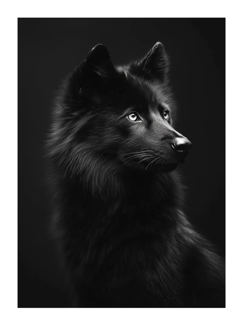 Elegante ritratto di un cane nero carta hahnemühle da Monochrome