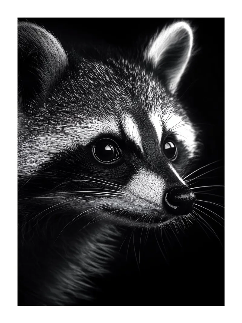 Raffinato ritratto di procione carta hahnemühle da Monochrome