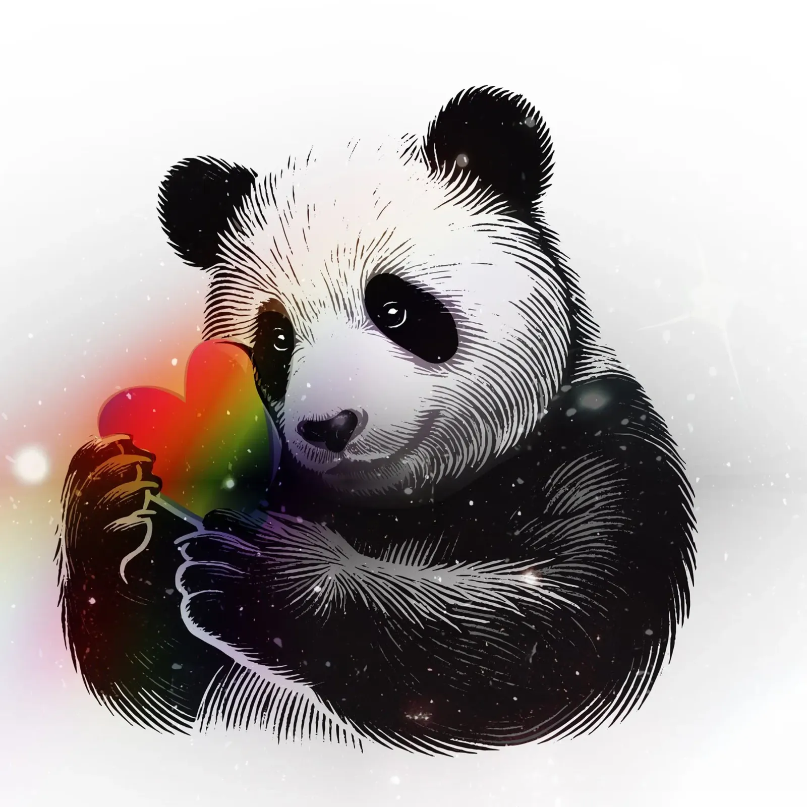 Panda avec cœur - Illustration d'animaux affectueux hahnemühle de namosh