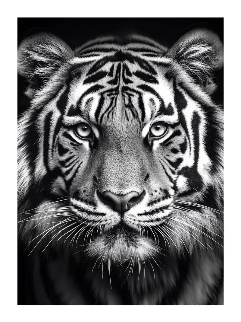 Imponente ritratto di una tigre alluminio dibond da Monochrome