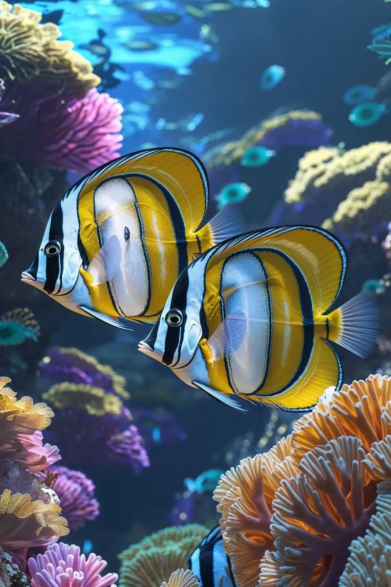 Exquisite Butterflyfish Duo in Coral Splendor poster da AlbertKlee