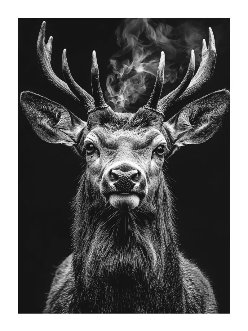 Maestoso ritratto di cervo poster con telaio in plastica da Monochrome